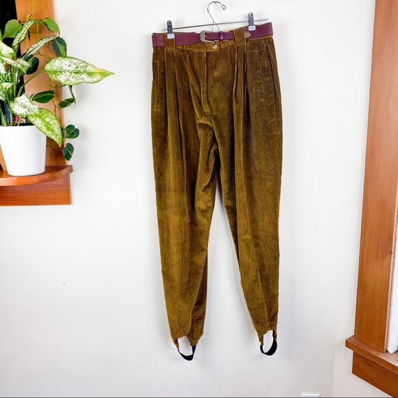 Vintage Pants - Vintage High Rise Golden Corduroy Riding Pants 14